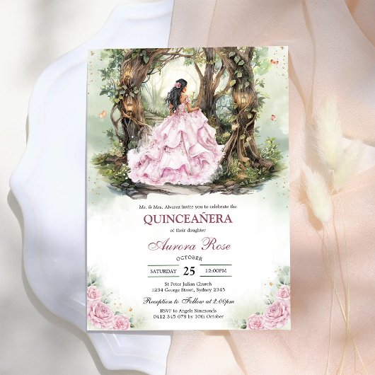 Modern Rustic Quinceanera Invitation 招待状