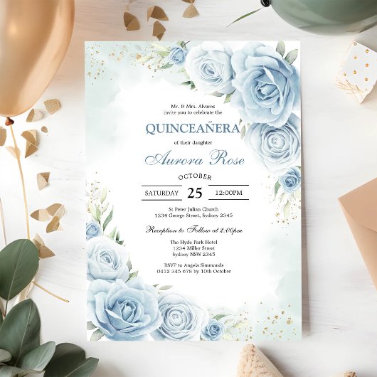 Modern Rustic Quinceanera Invitation 招待状