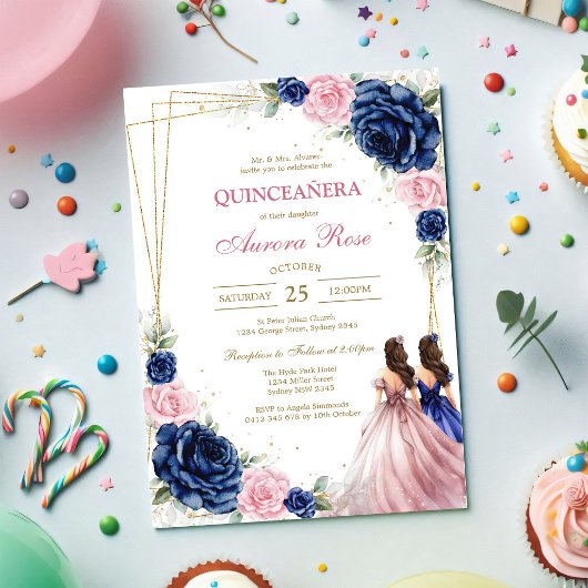Modern Rustic Quinceanera Invitation 招待状