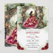 Modern Rustic Quinceanera Invitation 招待状 (正面/裏面)