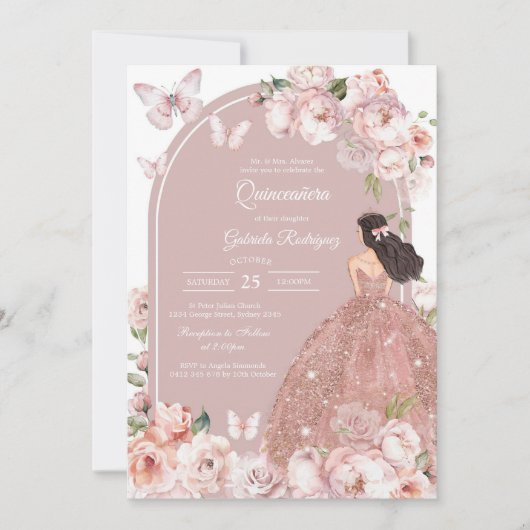 Modern Rustic Quinceanera Invitation 招待状 (正面)