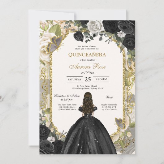 Modern Rustic Quinceanera Invitation 招待状 (正面)