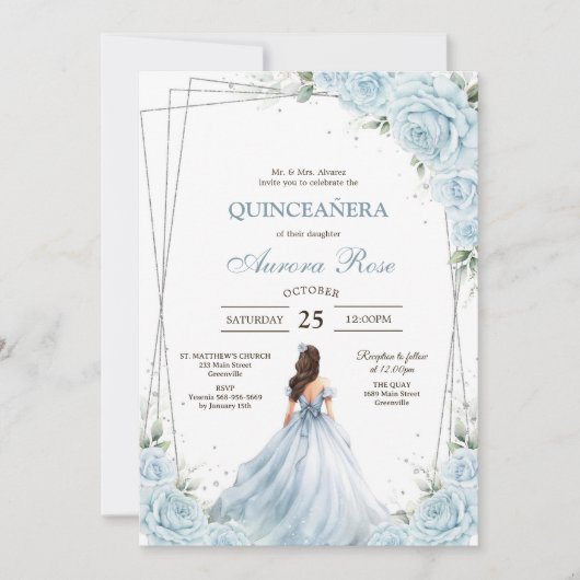 Modern Rustic Quinceanera Invitation 招待状 (正面)