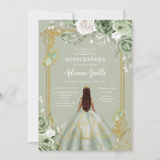 Modern Rustic Quinceanera Invitation 招待状 (正面)