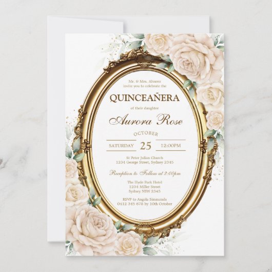 Modern Rustic Quinceanera Invitation 招待状 (正面)