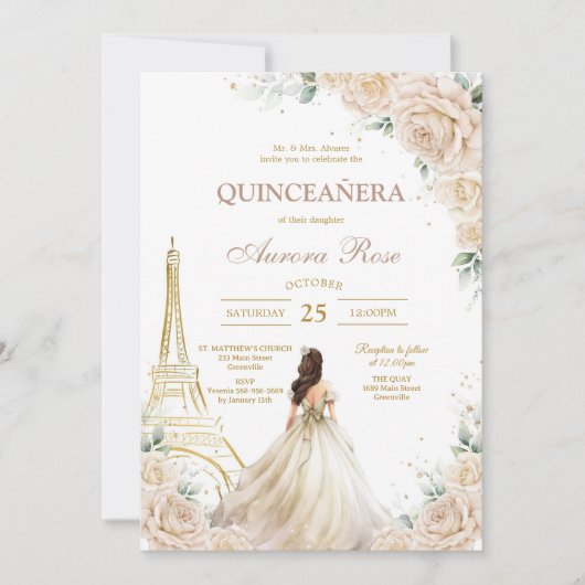 Modern Rustic Quinceanera Invitation 招待状 (正面)