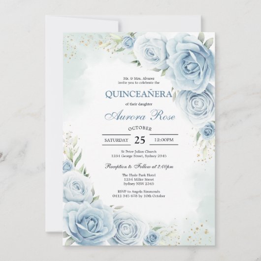 Modern Rustic Quinceanera Invitation 招待状 (正面)