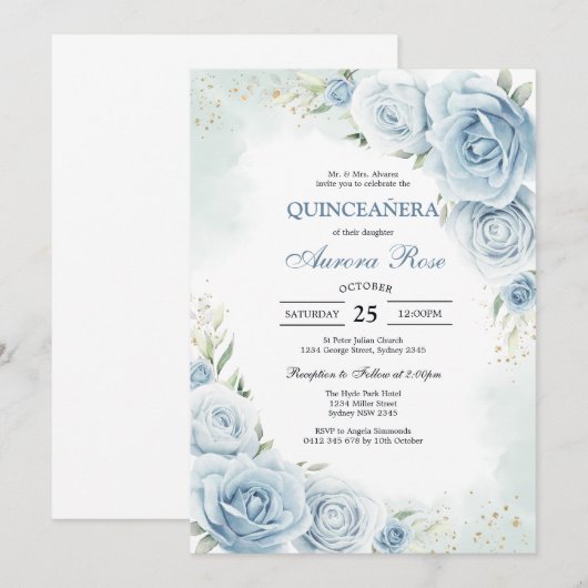 Modern Rustic Quinceanera Invitation 招待状 (正面/裏面)