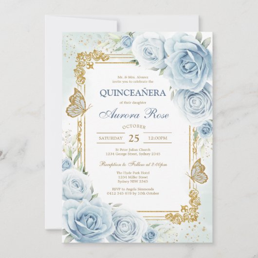 Modern Rustic Quinceanera Invitation 招待状 (正面)