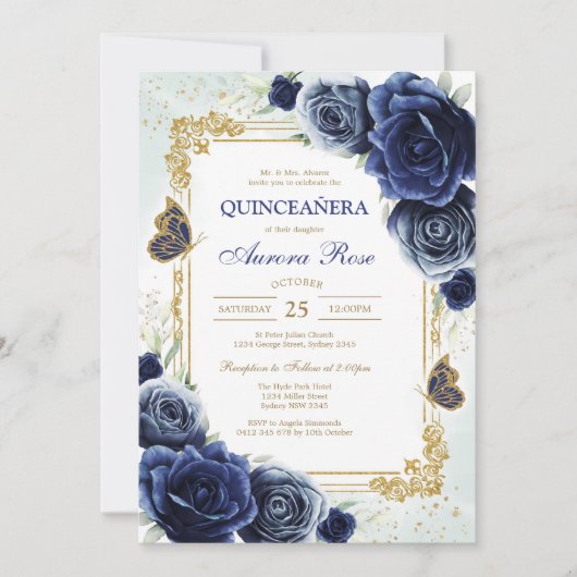 Modern Rustic Quinceanera Invitation 招待状 (正面)