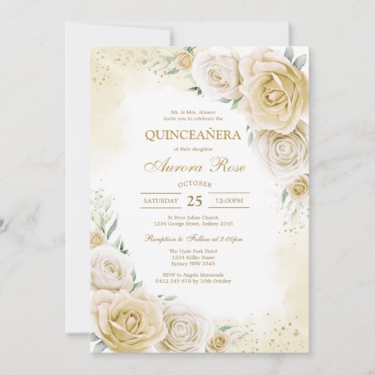 Modern Rustic Quinceanera Invitation 招待状 (正面)