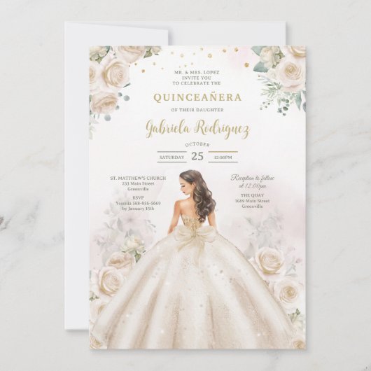 Modern Rustic Quinceanera Invitation 招待状 (正面)
