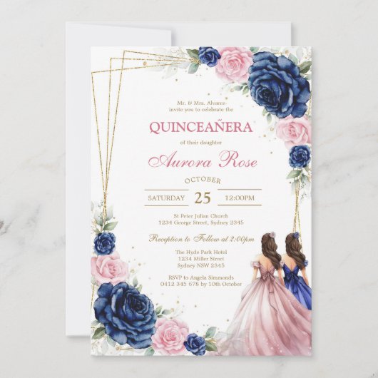 Modern Rustic Quinceanera Invitation 招待状 (正面)