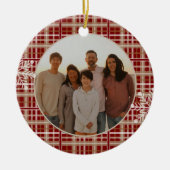 Modern Rustic Red  Tan Plaid Snowflake Photo セラミックオーナメント (正面)