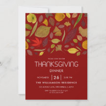 Modern Rustic Thanksgiving Dinner Fall Leaves 