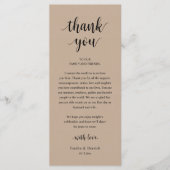 Modern Rustic Wedding Dinner Thank You Card プログラム (正面)