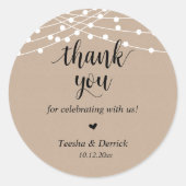 Modern Rustic Wedding Dinner Thank You Gifts  ラウンドシール (正面)