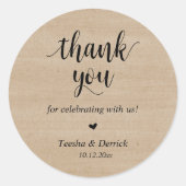 Modern Rustic Wedding Dinner Thank You Gifts  ラウンドシール (正面)