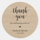 Modern Rustic Wedding Dinner Thank You Gifts  ラウンドシール (正面)
