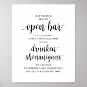 Modern Rustic Wedding Open Bar Drunken Shenanigans ポスター (正面)