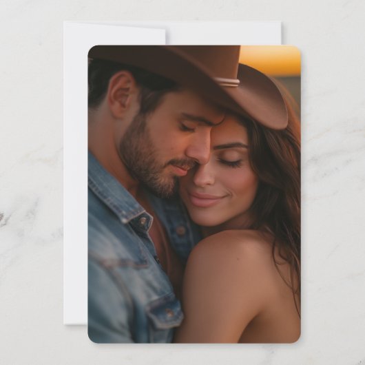 Modern Rustic Western Photo Wedding Invitation  招待状 (裏面)