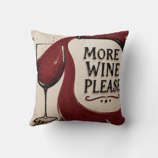 Modern Rustic Wine Lover More Wine Please クッション (裏面)