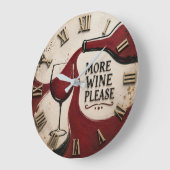 Modern Rustic Wine Lover More Wine Please ラージ壁時計 (傾斜)