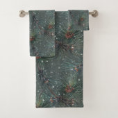 Modern Rustic Winter Pine Pattern バスタオルセット (インサイチュ)