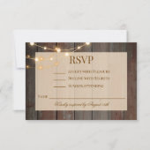 Modern Rustic Wood Floral Lights RSVP Card (正面)