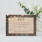 Modern Rustic Wood Floral Lights RSVP Card (スタンド正面)