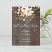 Modern Rustic Wood Floral Lights Wedding セーブザデート (スタンド正面)