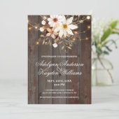 Modern Rustic Wood Floral Lights Wedding  招待状 (スタンド正面)