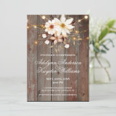 Modern Rustic Wood Floral Lights Wedding  招待状 (スタンド正面)