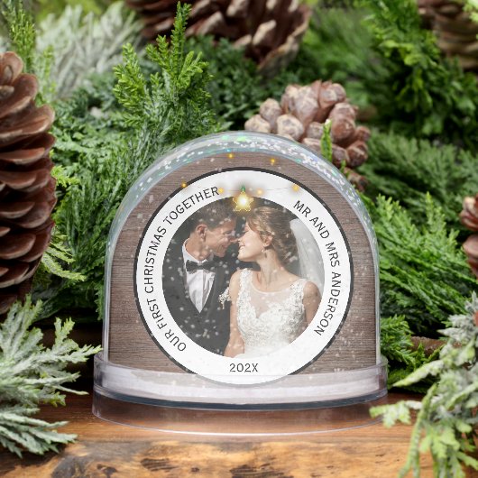 Modern Rustic Wood Grain Couples First Christmas  (冬)