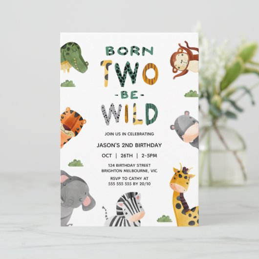 Modern Safari Born Two Be Wild 2nd Birthday 招待状 (スタンド正面)