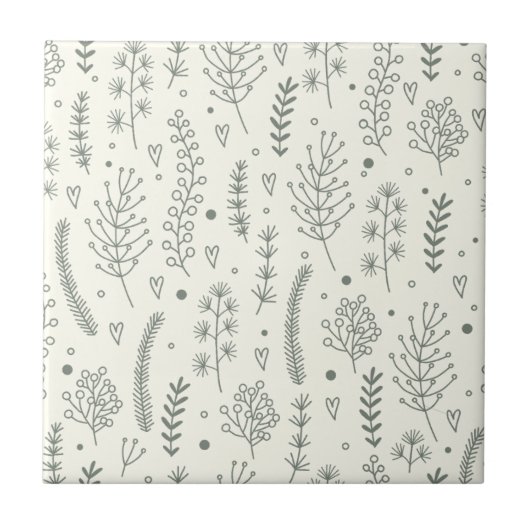 Modern Sage Botanical Pattern タイル (正面)