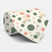 Modern Sage & Coral Polka Dot Pattern ネクタイ (ロール)