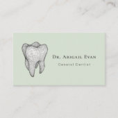 Modern Sage Green 3D Tooth Icon Dental Clinic 名刺 (正面)