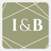 Modern Sage Green and White Geometric Wedding スクエアシール (正面)