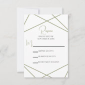 Modern Sage Green and White Geometric Wedding 出欠カード (正面)