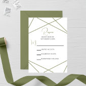 Modern Sage Green and White Geometric Wedding 出欠カード