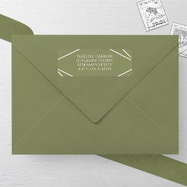 Modern Sage Green and White Wedding Address Label ラベル