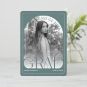 Modern Sage Green Arch Graduation Announcement 案内状 (スタンド正面)