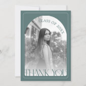 Modern Sage Green Arch Graduation Flat サンキューカード (正面)