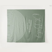 Modern Sage Green Baby Shower Backdrop タペストリー (正面(横))