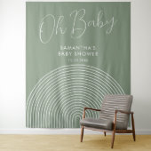 Modern Sage Green Baby Shower Backdrop タペストリー (インサイチュ)