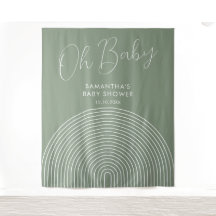 Modern Sage Green Baby Shower Backdrop