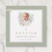 Modern Sage Green Baptism Photo フェイバータグ (正面)
