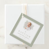 Modern Sage Green Baptism Photo フェイバータグ