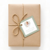 Modern Sage Green Baptism Photo フェイバータグ